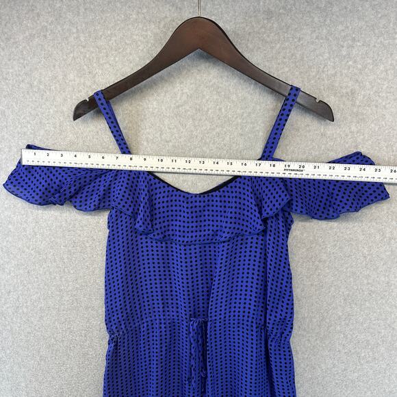 Corey Lynn Calter Anthropologie Dress Womens Size 4 Blue Polka Dot Cold Shoulder - Picture 8 of 8